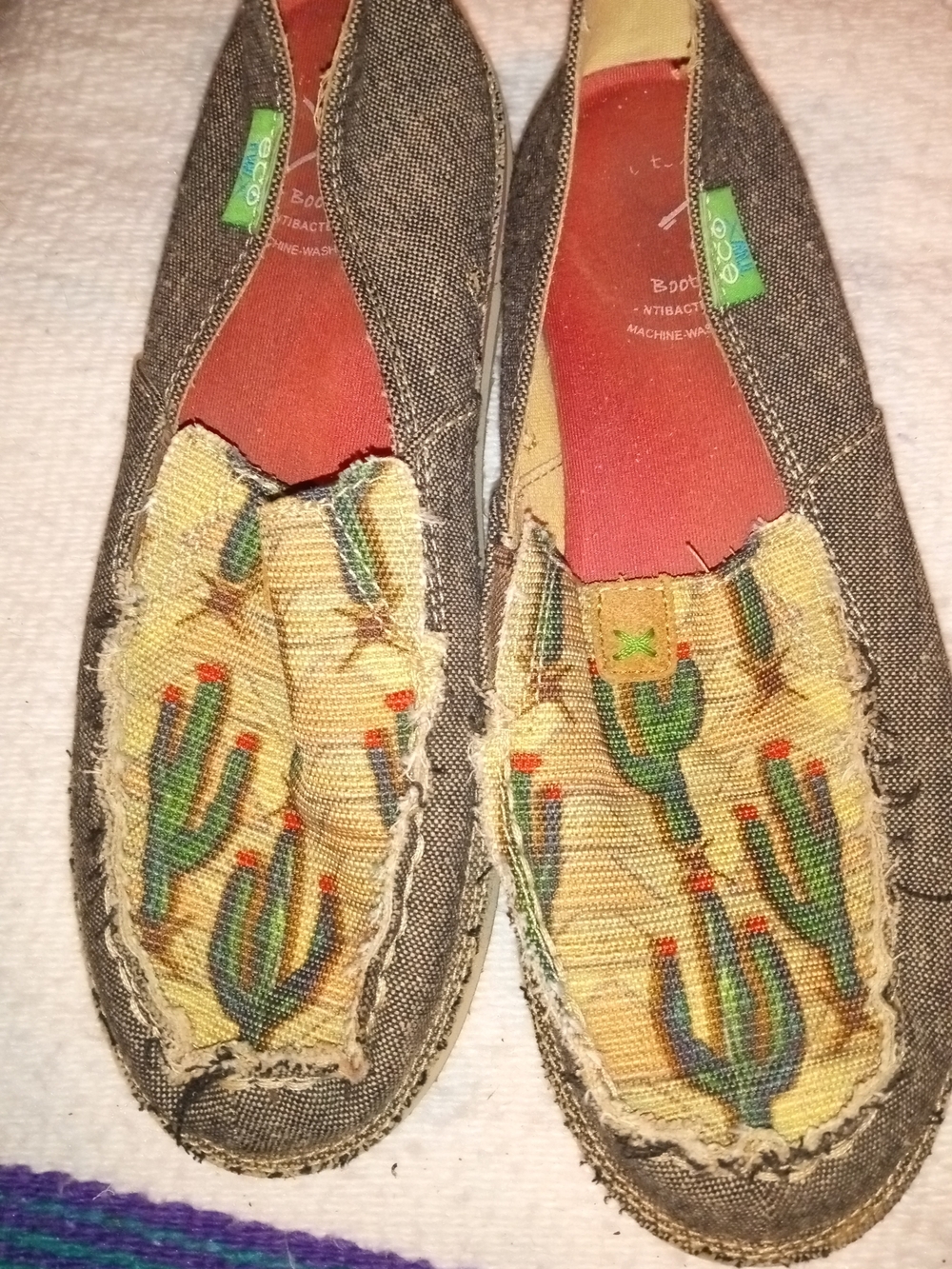 Twisted X Brown Canvas Slip-On Flats with Yellow Cactus Print